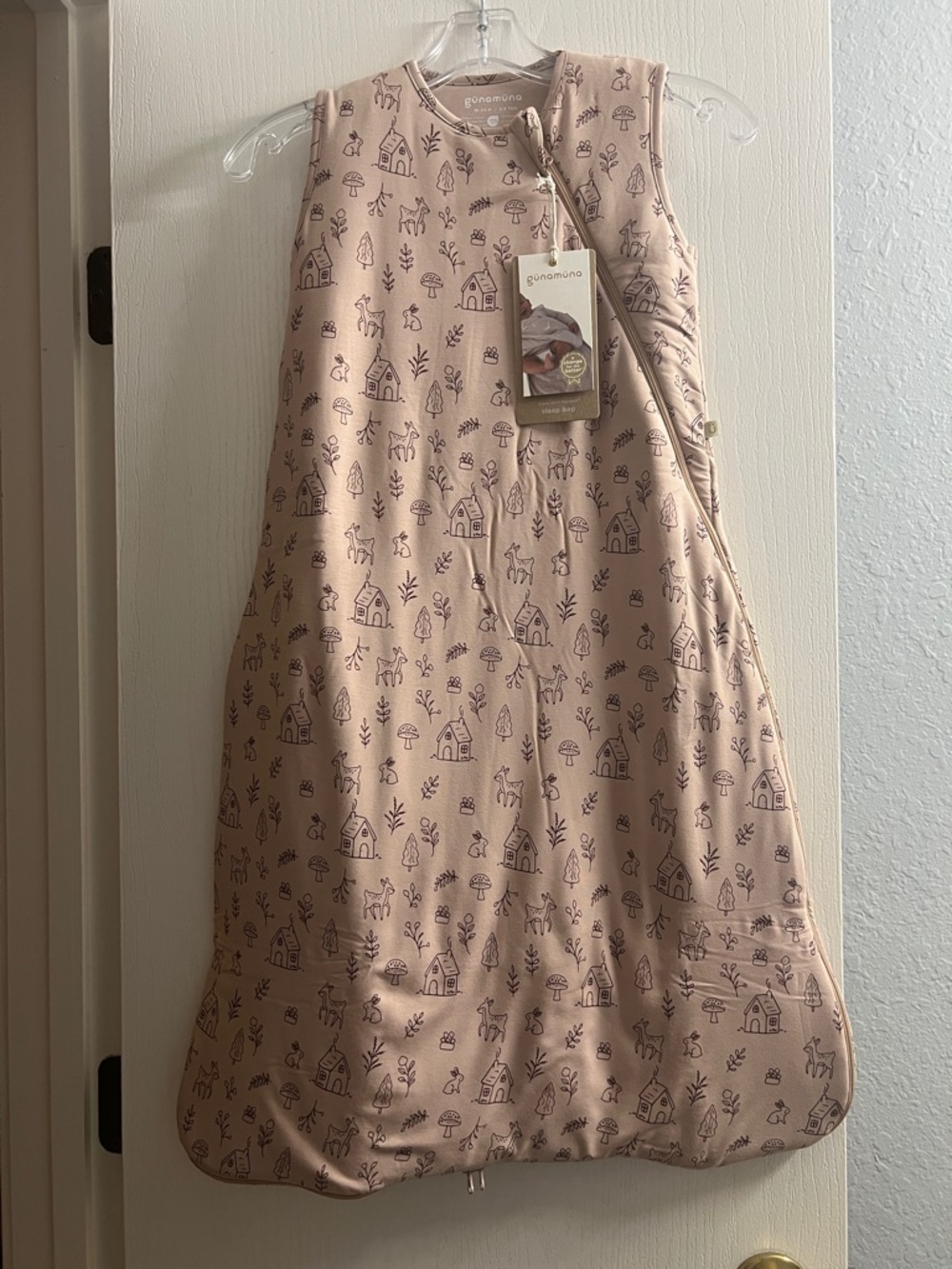 Ganenana Kids A-Line Sleep Sack in Blush with Woodland Print